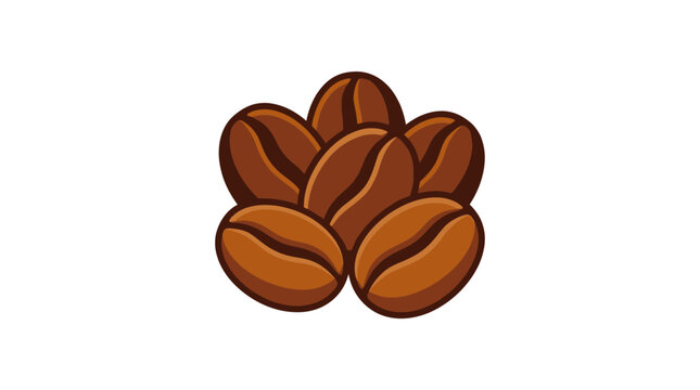 A small pile of roasted brown coffee beans on a white background.