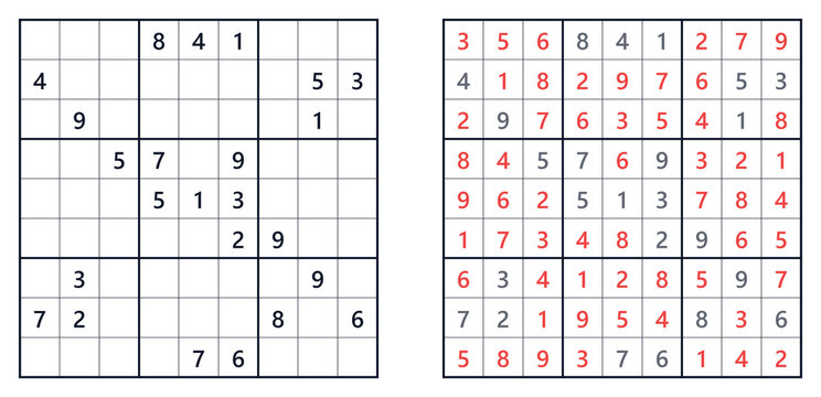 Sudoku puzzle 9x9 expert level for adults printable with answers A4