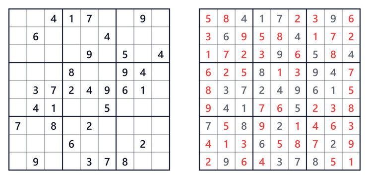 Sudoku puzzle 9x9 hard for adults printable with answers A4