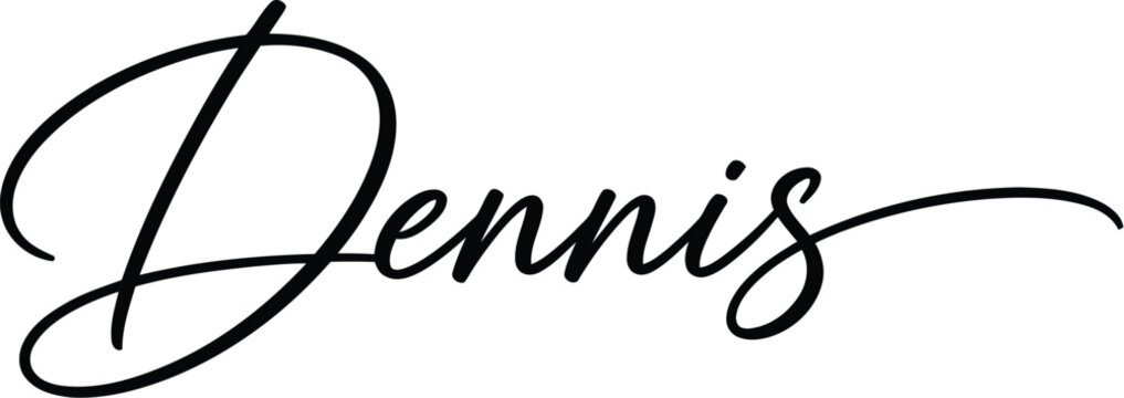 Dennis captured in fluid black ink strokes represents a stylized personal identification.
