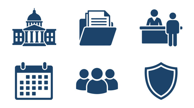 Government and business icons set flat design