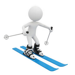 Obraz premium Person skiing with poles on blue skis illustration transparent background