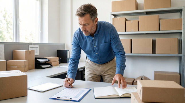 Logistics Manager Planning Delivery Schedule in Warehouse