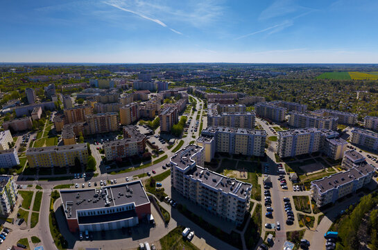 Southwest aerial view of Gorczyn district in Gorzow Wielkopolski Poland