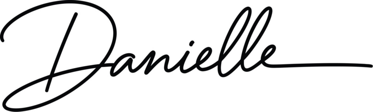 Danielle is a beautiful cursive handwritten name presented in a sophisticated black font.