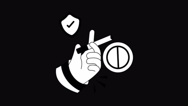 Smoking Cessation Black and White Alpha Channel Animation