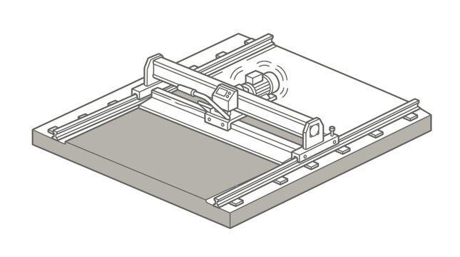 Detailed isometric drawing of automatic concrete vibration leveling screed