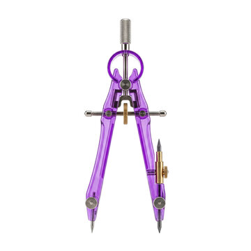 Translucent Purple Math Compass Balanced Isolated on White for Precision Design