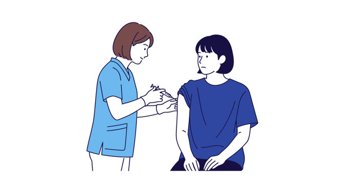 Nurse giving vaccination to a patient, medical immunization procedure, healthcare concept