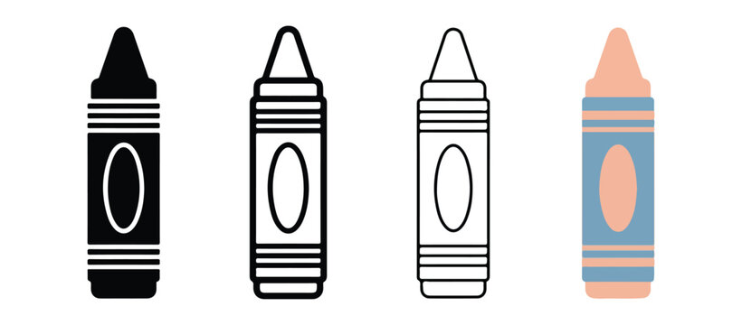  crayons side by side on white background for art and drawing  various colors