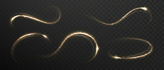 Shimmering gold particle stream with glowing light effects and sparkling dust. Luxury shooting star trail for festive and decorative backgrounds © Ann_Sereda