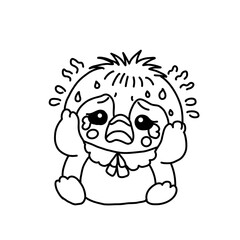 Obraz premium Cute Worried Penguin Sweating Illustration