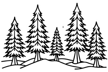 Obraz premium Elegant Snowy Forest Line Art Design