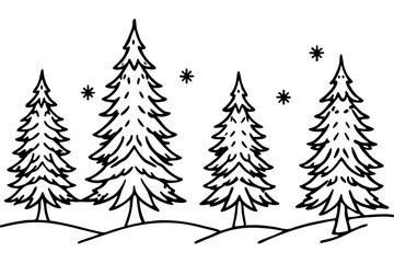 Obraz premium Elegant Snowy Forest Line Art Design