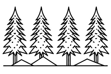 Obraz premium Elegant Snowy Forest Line Art Design
