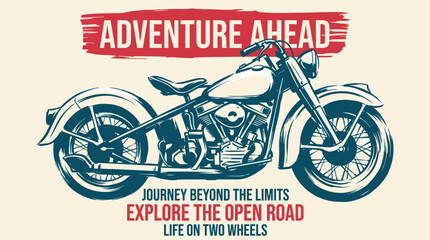 Vintage motorcycle adventure. Open road trip design. Retro biker t shirt vector artwork. © panji