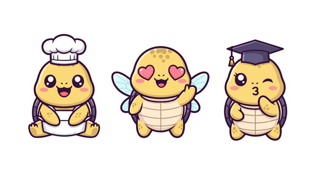 Cute cartoon bee characters in different professions and outfits.