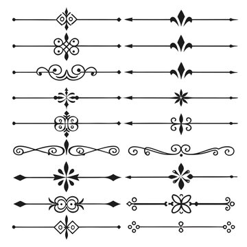 Classic decorative dividers ornate vintage flourish text separation elements.