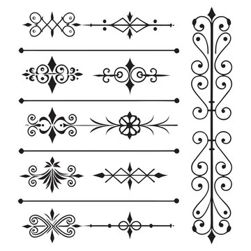 Ornate decorative dividers vintage flourish filigree scrolls accents.