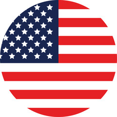 United States of America flag.  round flags icon with stars and stripes. Independence day and patriotic design. usa national symbol of freedom © Sultana Design