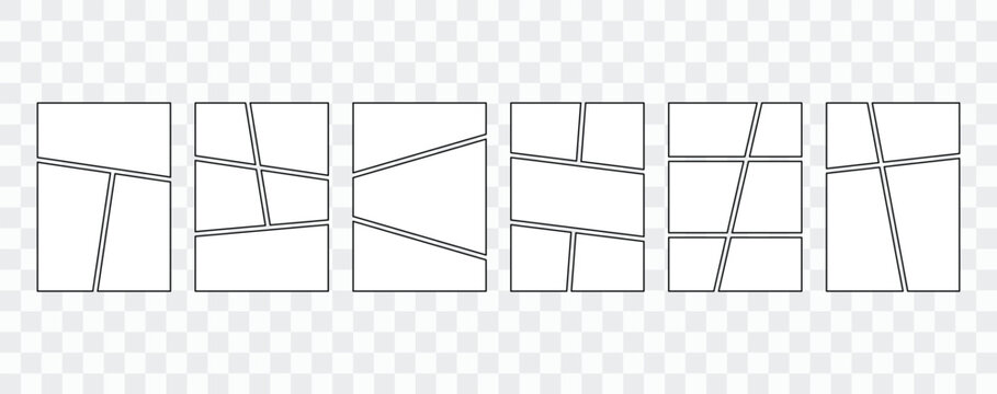 white comic book page template. empty panels various geometric shapes. Grids for manga storyboards. Picture mood board ideas