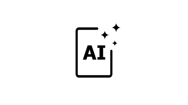 Clean and modern AI design icon animation isolated on white background. Ideal for representing digital creativity.4k video concept