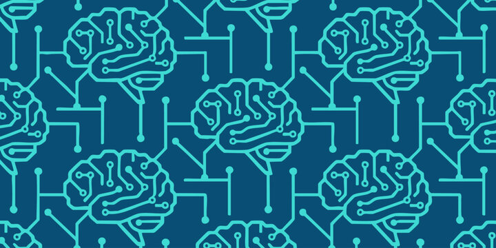 A digital illustration of brain circuit patterns on a blue background