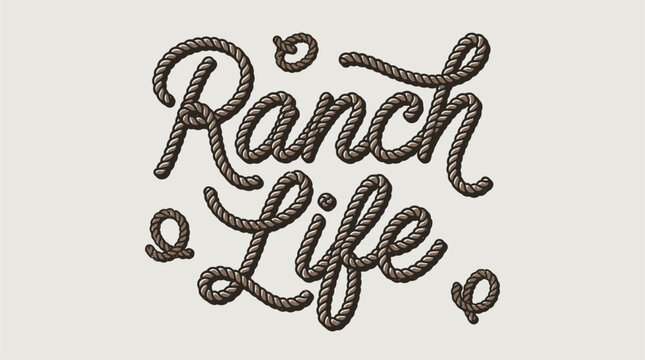 Ranch life rope typography. Retro cowboy western artwork. T shirt design print.. Western vintage r