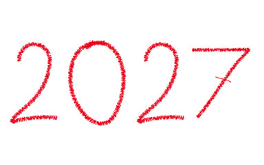 Fototapeta premium Year 2027 hand drawn by brush marker