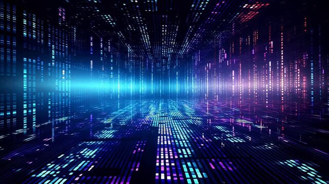 Digital technology neon lights futuristic abstract pattern background