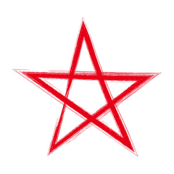 Hand drawn red stellar symbol doodle element icon | Hand drawn asterisk shape