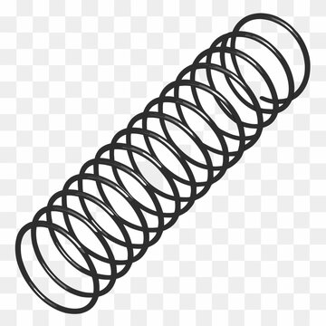 Black metal coil spring isolated on transparent background.
