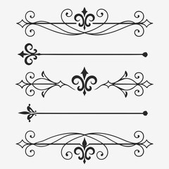 Set of decorative dividers with fleur de lis symbol. © Nasima