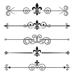 Decorative vintage dividers with fleur de lis ornate. © Nasima