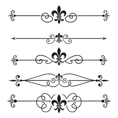Elegant ornate vintage dividers with fleur de lis design. © Nasima