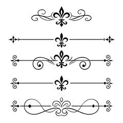 Set of elegant fleur de lis divider vector designs. © Nasima