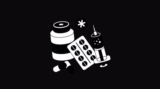 Drugs Black and White Alpha Channel Animation