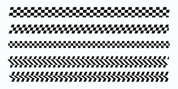 Black and white checkered patterns on a white background