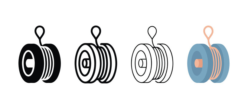 wire reel icons in different colors on white background for graphic design  wire spool illustrations