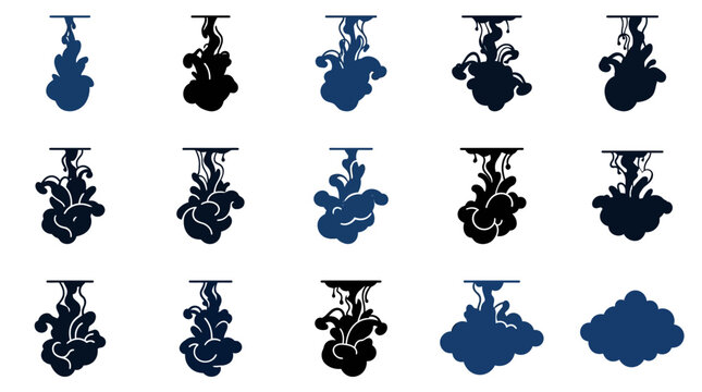 Vector sprite sheet of blue ink drop animation frames