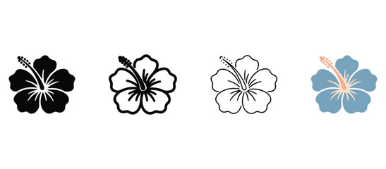 hibiscus flower illustrations in different styles and colors for design and decoration purposes  flowers © MD