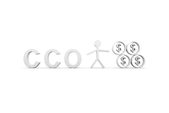 CCO concept white background 3d render illustration