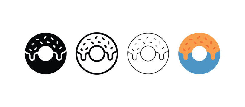 donuts with different designs and toppings on white background  sweet treats for snack or dessert