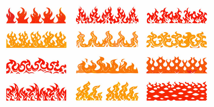Flame Illustrations Collection Vector Graphics On White Background