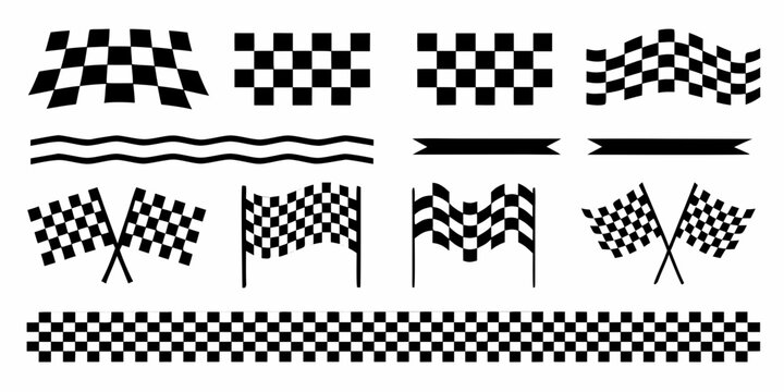Checkered Flags And Patterns Black And White Silhouette Collection