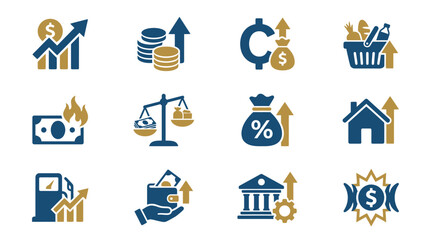 Fototapeta premium Flat icons representing inflation and rising cost of living