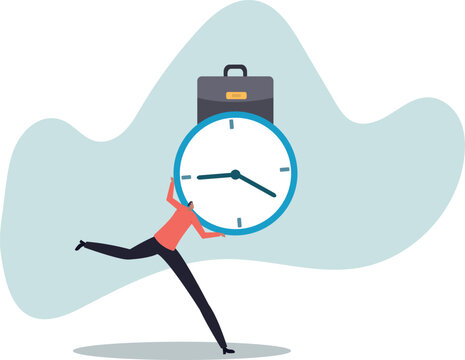 A businessman runs with a briefcase and a huge watch. The concept of the importance of proper time management. human life and situation.vector illustration.