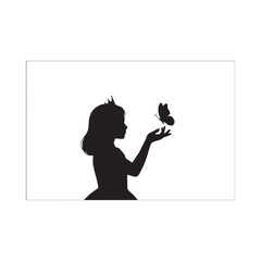 Girl With Butterfly Silhouette On White Background © ABDULLA