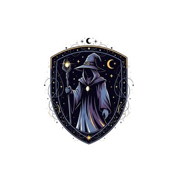 Enigmatic Wizard Crest - A Symbol of Mystical Power and Ancient Knowledge.