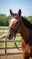 Obraz premium Gentle Horse Encounter - A Moment of Connection and Trust.